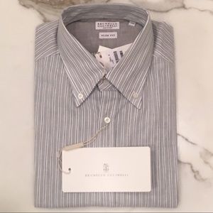 NWT Brunello Cucinelli Men’s Striped Button Down